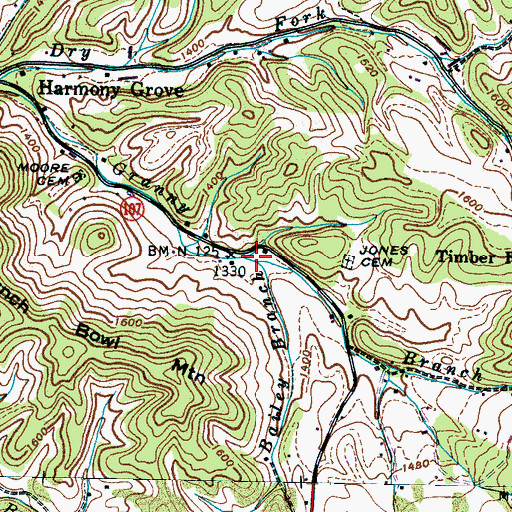 Topographic Map of Bailey Branch, TN