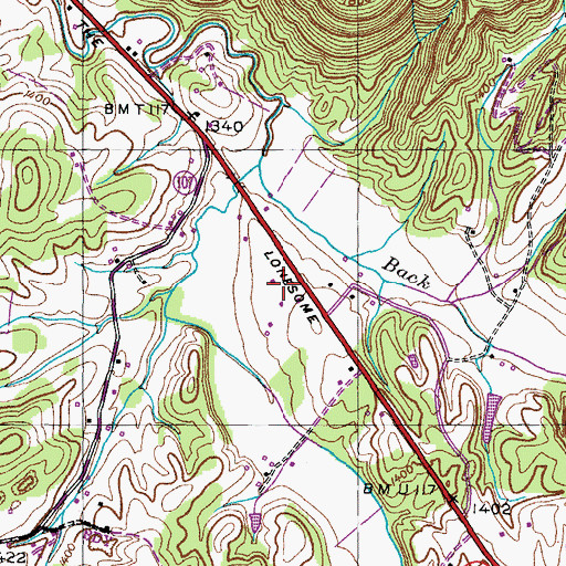 Topographic Map of Houston Valley, TN