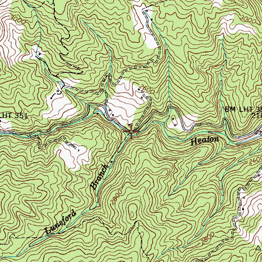 Topographic Map of Lunsford Branch, TN