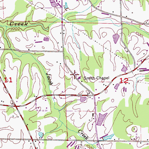 Topographic Map of Smith Chapel, AL