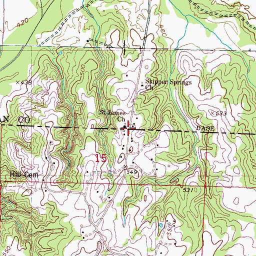 Topographic Map of Saint James Church, TN