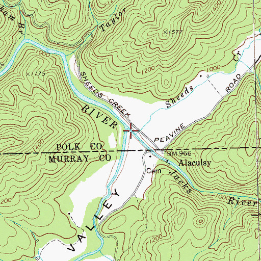 Topographic Map of Sheeds Creek, TN