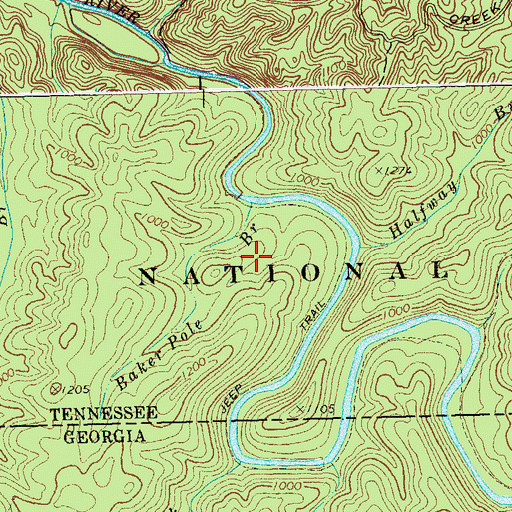 Topographic Map of Halfway Branch, TN