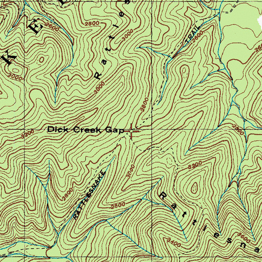 Topographic Map of Dick Creek Gap, TN