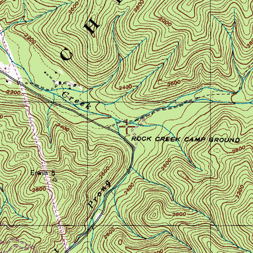 Topographic Map of Rock Creek Camp Ground, TN