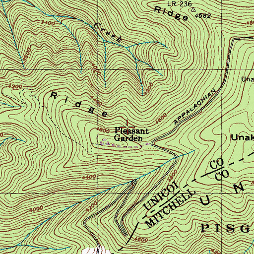 Topographic Map of Unaka Mountain Campground, TN
