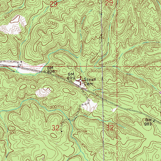 Topographic Map of Stead Cemetery, AL