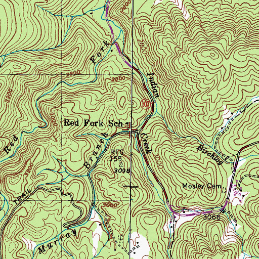 Topographic Map of Red Fork School, TN