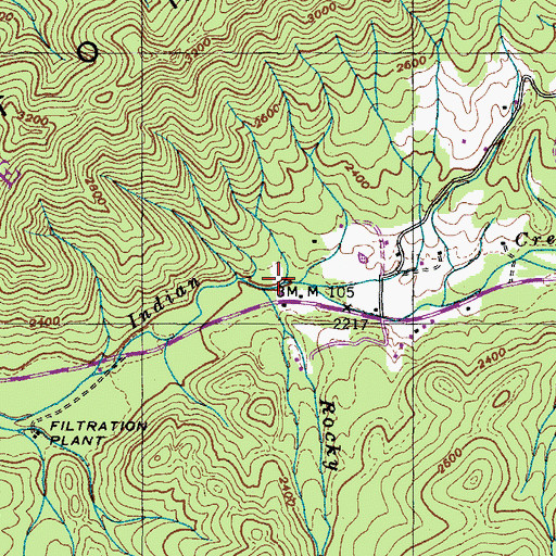 Topographic Map of Rocky Branch, TN