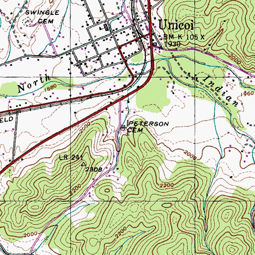 Topographic Map of Peterson Cemetery, TN