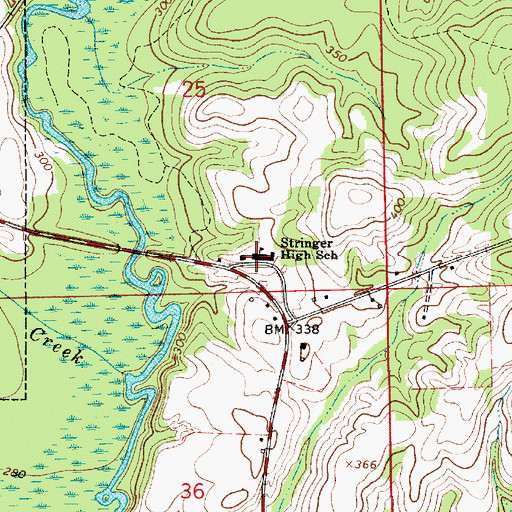 Topographic Map of Stringer High School (historical), AL