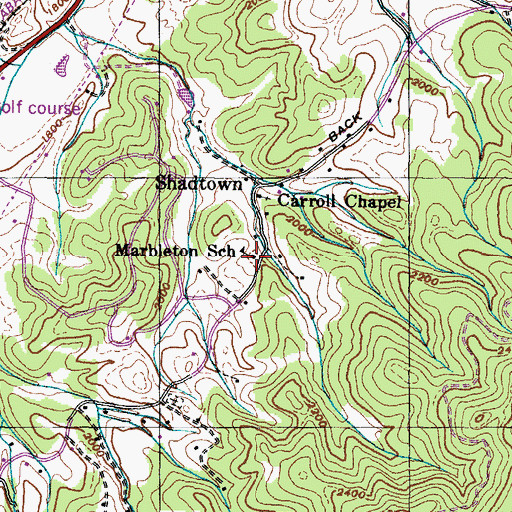 Topographic Map of Marbleton School, TN
