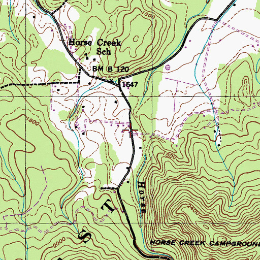 Topographic Map of Horse Creek Picnic Area, TN