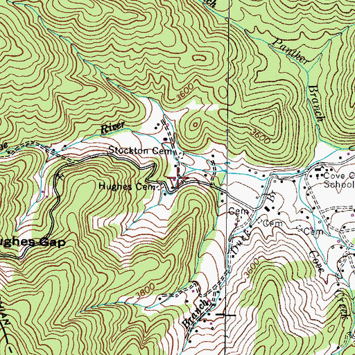 Topographic Map of Duck Branch, TN