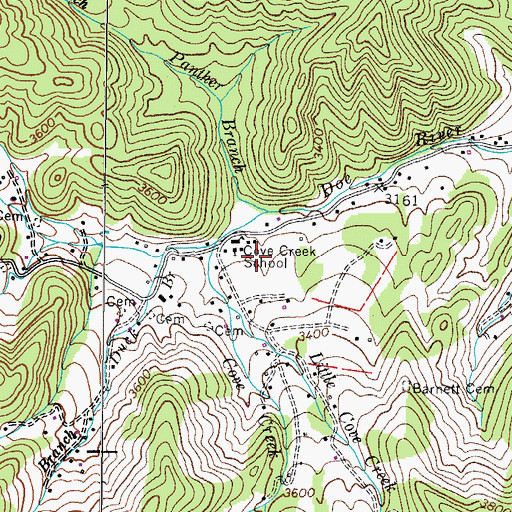 Topographic Map of Panther Branch, TN