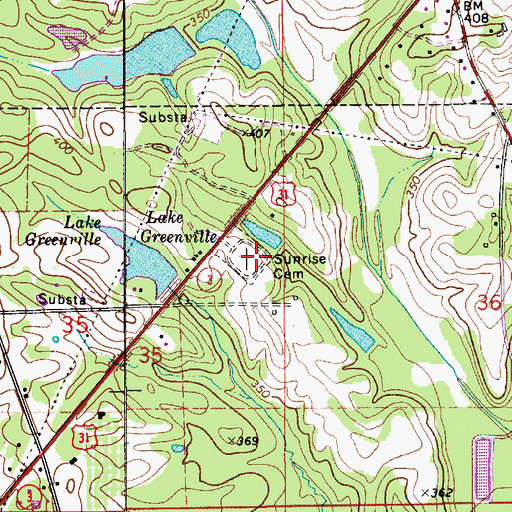 Topographic Map of Sunrise Cemetery, AL