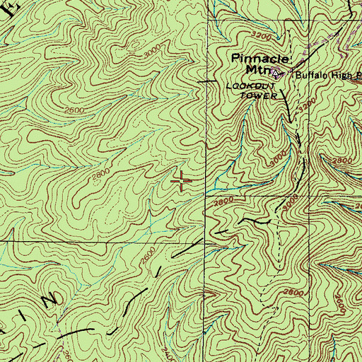 Topographic Map of Buffalo Mountain, TN