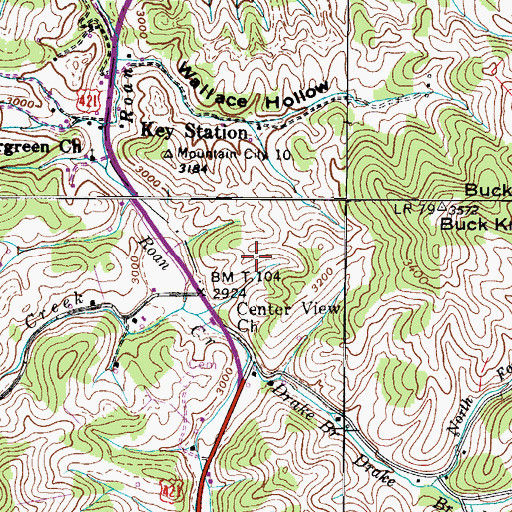 Topographic Map of Center View Church, TN