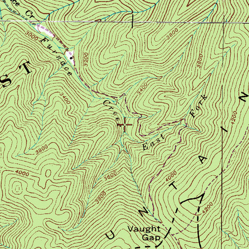 Topographic Map of East Fork Furnance Creek, TN
