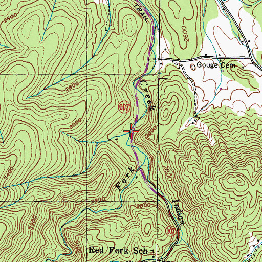 Topographic Map of Indian Creek, TN