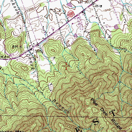 Topographic Map of Joshua Branch, TN