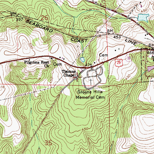 Topographic Map of Thomas Chapel, AL