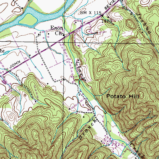 Topographic Map of Sulphur Spring Branch, TN