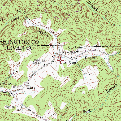 Topographic Map of Hotter Cemetery, TN