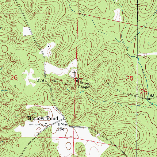 Topographic Map of Union Chapel, AL