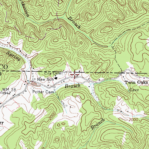 Topographic Map of Cox Cemetery, TN
