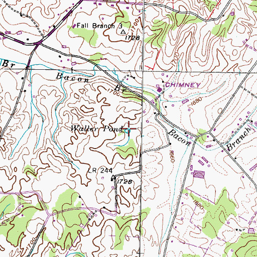 Topographic Map of Waller Pond, TN