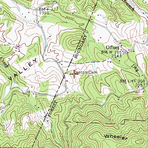Topographic Map of Denton Cemetery, TN