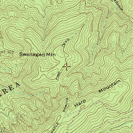 Topographic Map of Maple Spring Fire Trail, TN