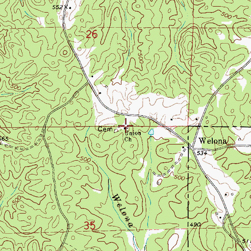 Topographic Map of Union Church, AL