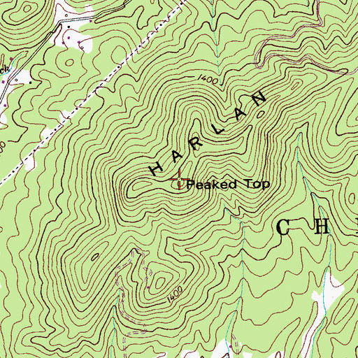 Topographic Map of Harlan Mountain, TN