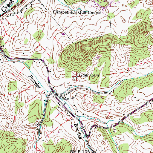 Topographic Map of Hyder Cemetery, TN