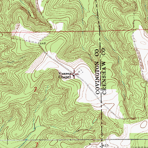 Topographic Map of Veasey Chapel, AL