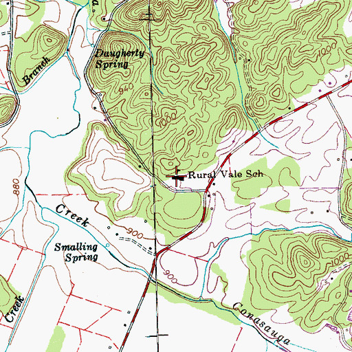 Topographic Map of Rural Vale School, TN