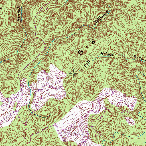 Topographic Map of Pole Bridge Branch, TN