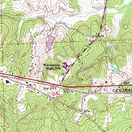 Topographic Map of Wacoochee High School, AL