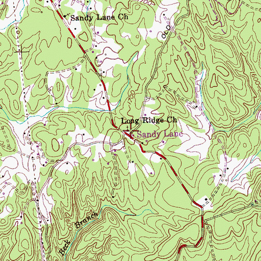 Topographic Map of Long Ridge Church, TN