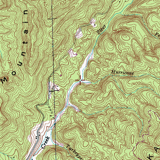 Topographic Map of Hurricane Branch, TN