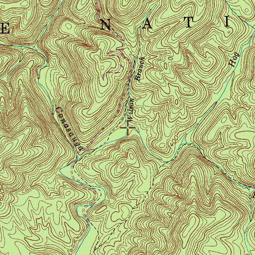 Topographic Map of Wilson Branch, TN