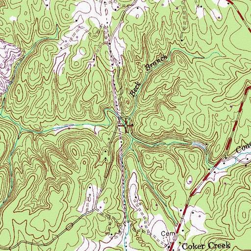 Topographic Map of Beck Branch, TN