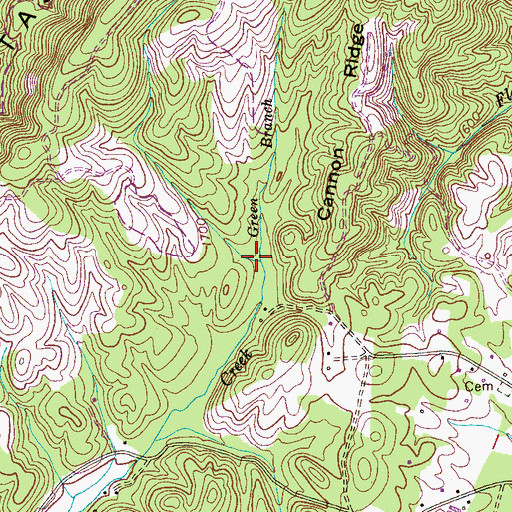 Topographic Map of Green Branch, TN
