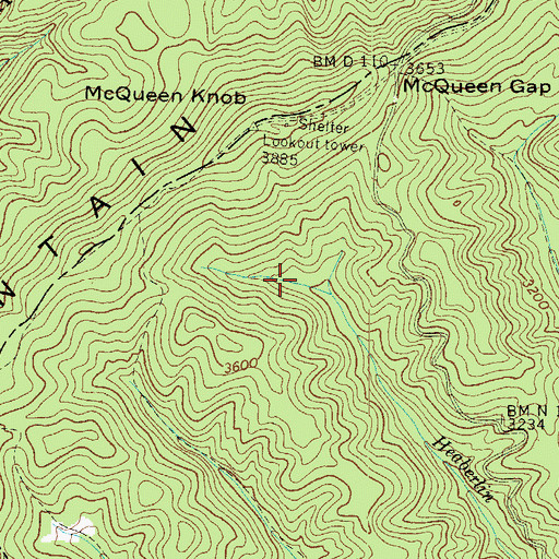Topographic Map of Little Pine Mountain, TN