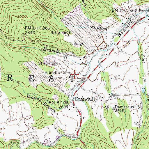 Topographic Map of Heaberlin Cemetery, TN