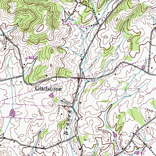 Topographic Map of Gladstone, TN