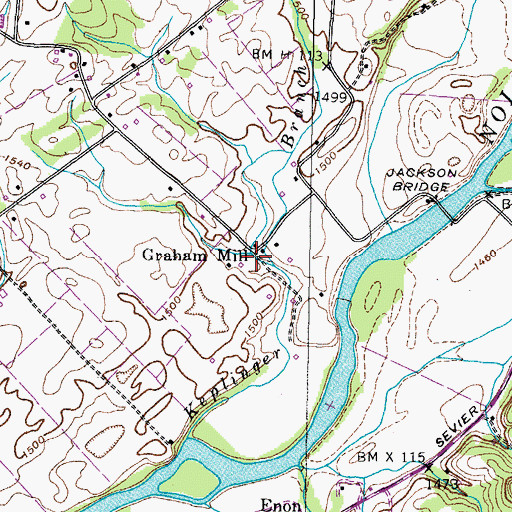 Topographic Map of Graham Mill, TN