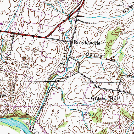 Topographic Map of Onion Creek, TN